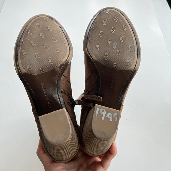 Franco Sarto Dotty Brown Leather Zip Chunky Heel Ankle‎ Booties w/ Straps… - Picture 11 of 11